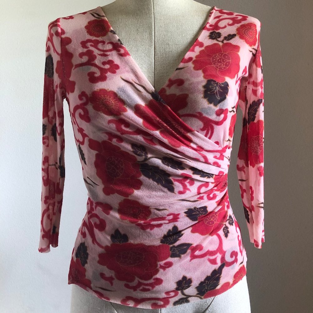 Floral Wrap Mesh Top